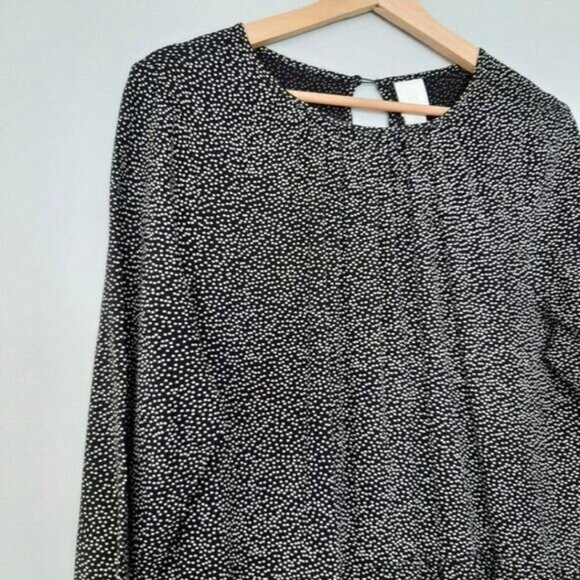 H&M Modest Relaxed Fit Flowy Maxi Dress Polka Dot B&W Sz S - Picture 8 of 13